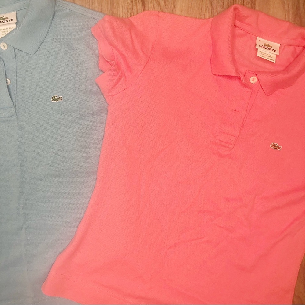 Lacoste Bundle of Polo Shirts size 40 blue & coral